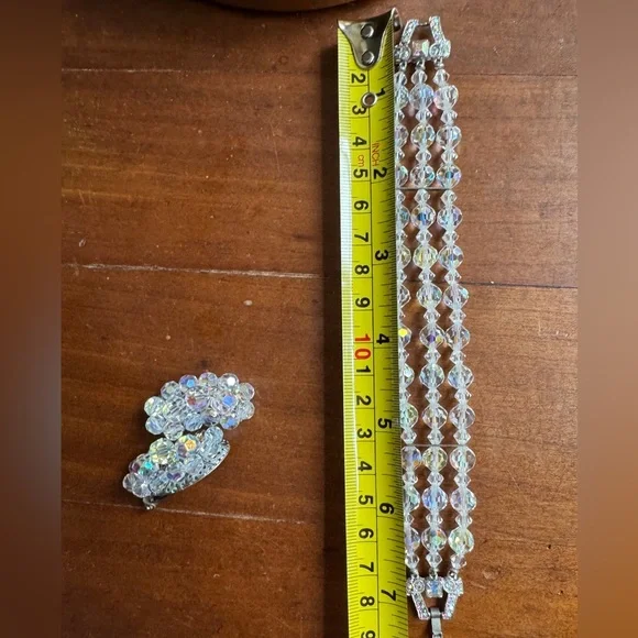 Vintage AB Crystal Bracelet and Earrings - Picture 11 of 15